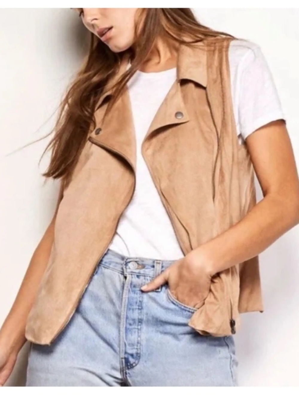JACK Sleeveless Snap Front Vest in Brown